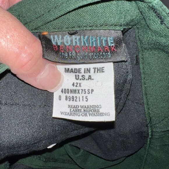 Workrite FR Pants Nomex Green 42X30 Fire Rated 400NMX75SP  Work Wear Flat Front - Picture 2 of 6